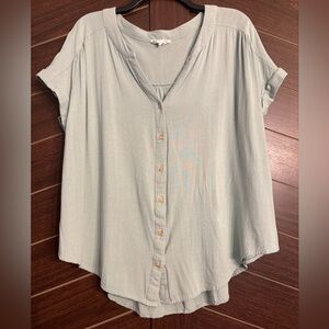 Sage green flowy button down top Perch by Blu Pepper size 1x
